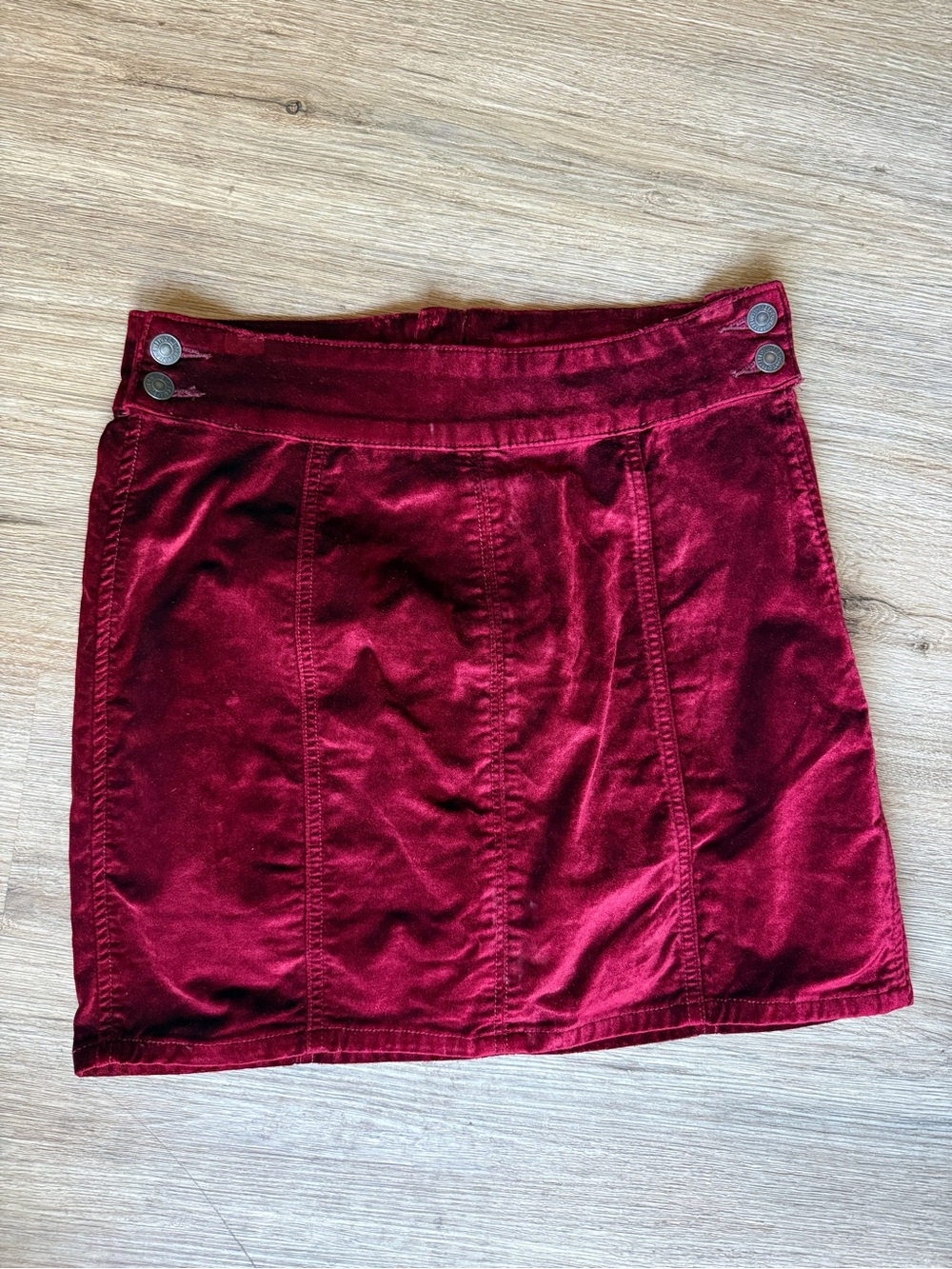 Free People Wine Red Velvet Mini Skirt